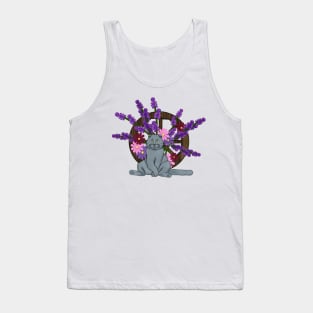 Scottish Fold cat with flowers Tank Top